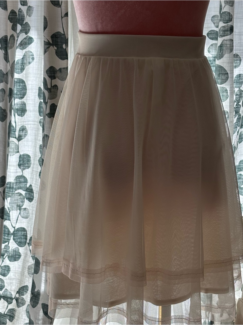 Free People Ivory Blush Layered Mesh Skater Skirt M Balletcore Tulle Mini